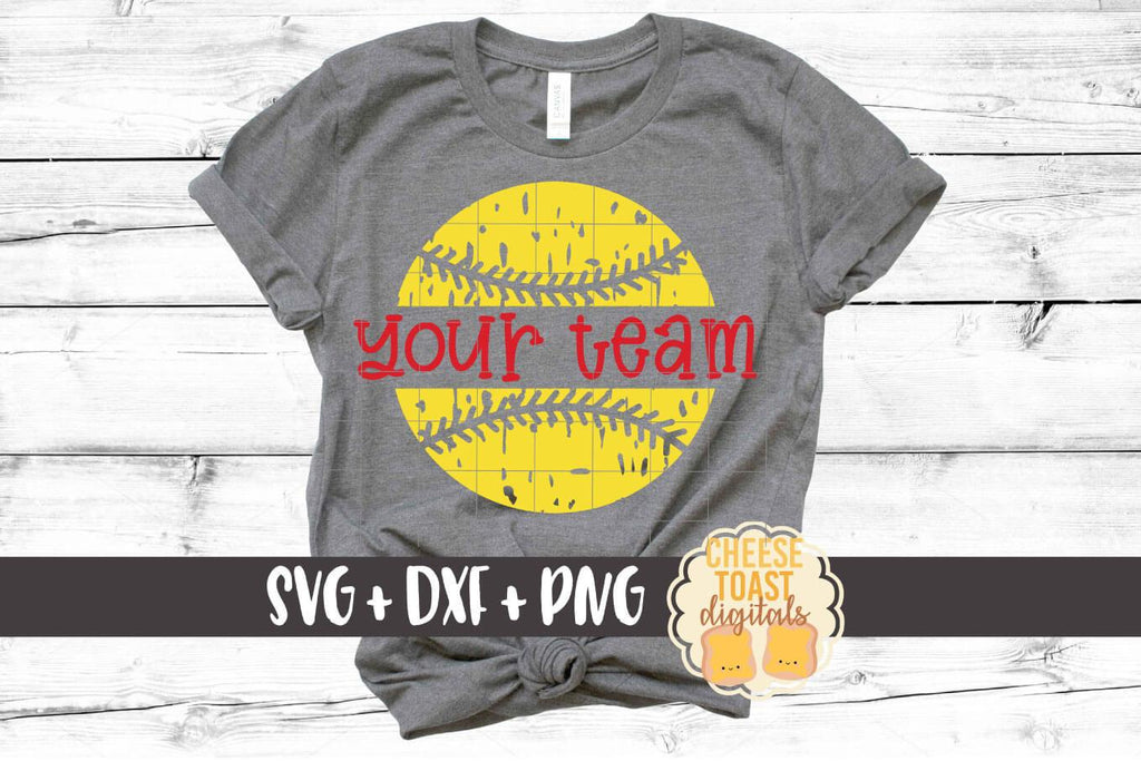 Personalized Distressed Softball - Softball SVG PNG DXF Cut Files - So ...