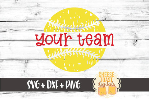 Personalized Distressed Softball - Softball SVG PNG DXF Cut Files SVG Cheese Toast Digitals 