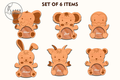 Personalized Easter Bundle Animals Box For Sweets SET OF 6 Multilayer Laser Cut Files, 3D Designs, Mini Design Bundles SVG LaserCutano 
