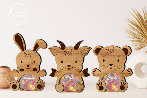 Personalized Easter Bundle Animals Box For Sweets SET OF 6 Multilayer Laser Cut Files, 3D Designs, Mini Design Bundles SVG LaserCutano 