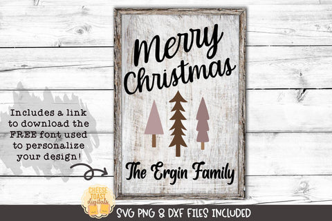 Personalized Family Sign SVG | Merry Christmas SVG Cheese Toast Digitals 