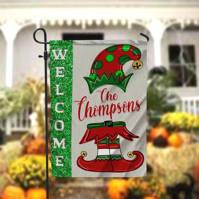 Personalized Garden Flag, Elf Christmas Flag, Christmas Garden Decor, Garden Flag Holiday, Welcome Garden Flag, Elf Decor, Outdoor Flag Sublimation CaldwellArt 
