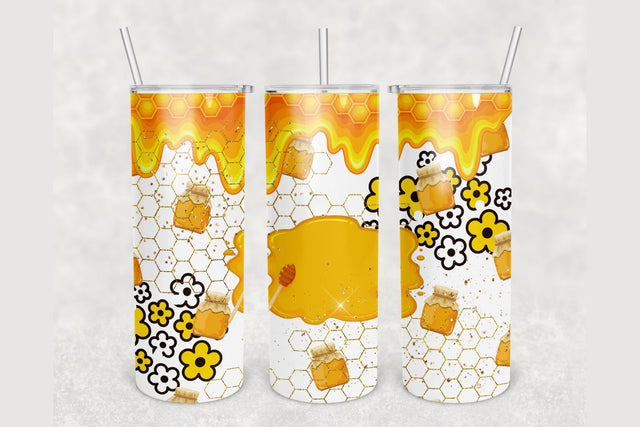Personalized Honeycomb Floral Drip Tumbler sublimation design 20 oz skinny tumbler wrap Sublimation BambinaCreations 