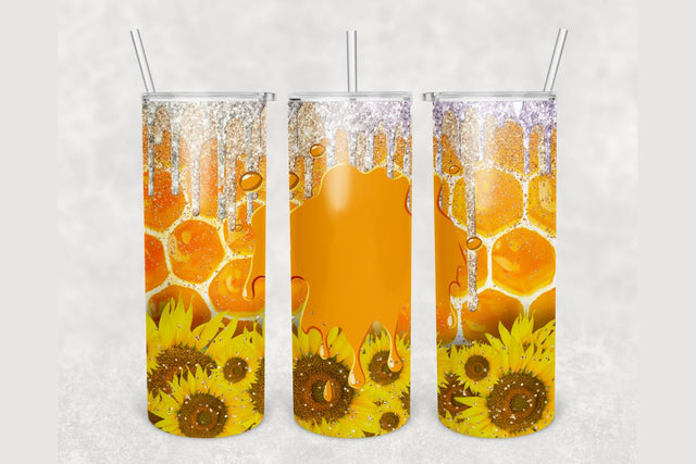 Personalized Honeycomb Glitter Drip Tumbler sublimation design 20 oz skinny tumbler wrap Sublimation BambinaCreations 