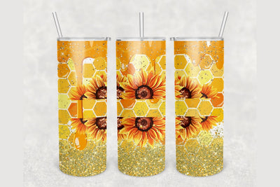 Personalized Honeycomb Gold Glitter Tumbler sublimation design 20 oz skinny tumbler wrap Sublimation BambinaCreations 