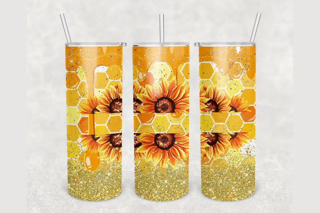 Personalized Honeycomb Gold Glitter Tumbler sublimation design 20 oz skinny tumbler wrap Sublimation BambinaCreations 