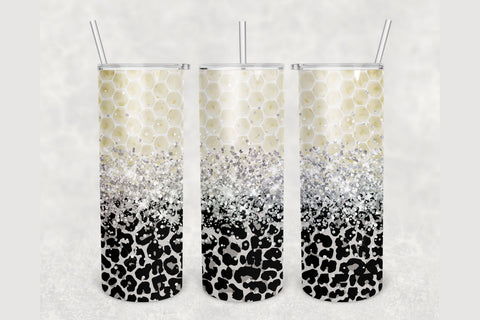 Personalized Honeycomb Leopard Tumbler sublimation design 20 oz skinny tumbler wrap Sublimation BambinaCreations 