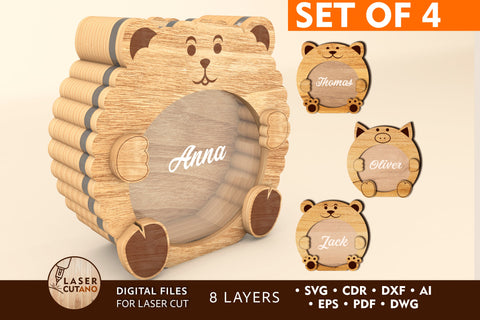 Personalized Sweet Box Bundle for Children, Candies Box for Kids, Multilayer Laser Cut Files, Mandala, Round Sign SVG, 3D Designs, Mini Design Bundles SVG LaserCutano 