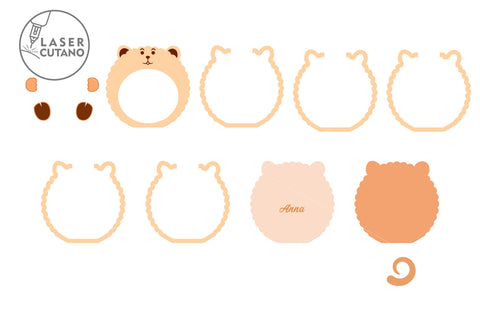 Personalized Sweet Box Bundle for Children, Candies Box for Kids, Multilayer Laser Cut Files, Mandala, Round Sign SVG, 3D Designs, Mini Design Bundles SVG LaserCutano 