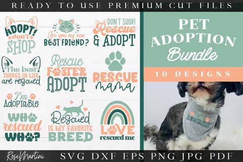 Pet Adoption SVG Bundle | Pet Rescue Cut Files | Pet Adoption Quotes SVG SVG RoseMartiniDesigns 