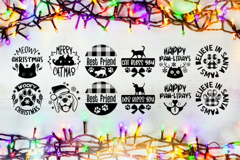 Pet Christmas Ornament Bundle SVG Dog & Cats Round Ornament SVG OrangeBrushStudio 