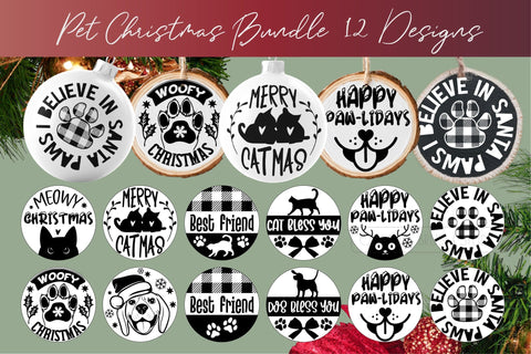 Pet Christmas Ornament Bundle SVG Dog & Cats Round Ornament SVG OrangeBrushStudio 