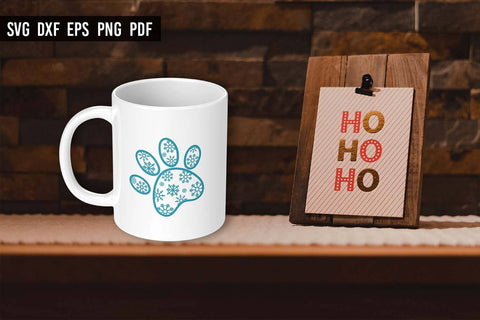 Pet Christmas Ornament SVG | Snowflake Dog Paw Print SVG Irina Ostapenko 