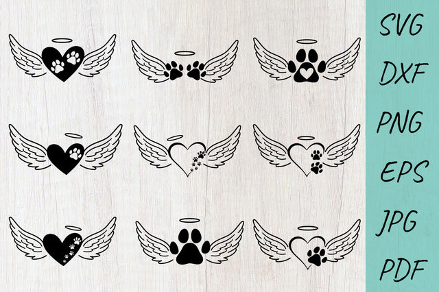 Pet Memorial SVG Set | Paw with wings SVG SVG Irina Ostapenko 