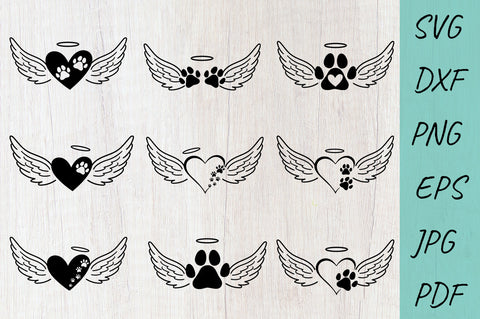 Pet Memorial SVG Set | Paw with wings SVG SVG Irina Ostapenko 