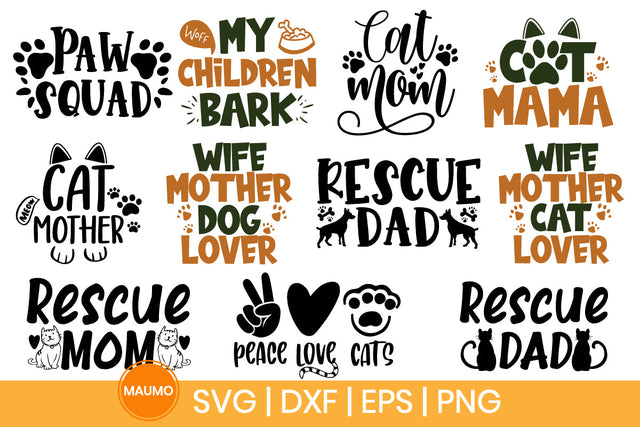 pet svg bundle, cat and dog quotes SVG Maumo Designs 