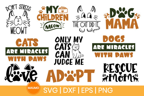 pet svg bundle, cat and dog quotes SVG Maumo Designs 