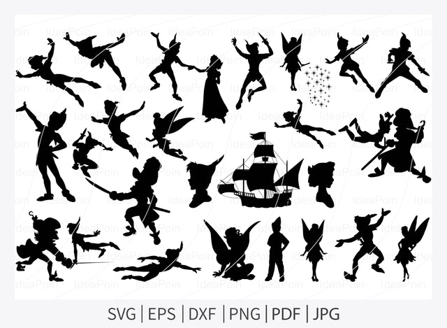 Peter Pan svg, Peter Pan Bundle svg, Peter Pan cut file, Peter Pan Silhouette, Peter Pan vector, Peter Pan vector clipart, Peter Pan cricut SVG Dinvect 