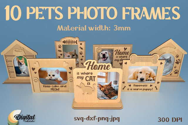 Pets Photo Frame Bundle. Laser cut Frame Design SVG Evgenyia Guschina 