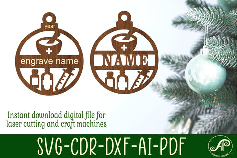 Pharmacist Christmas Ornament SVG laser cut SVG APInspireddesigns 