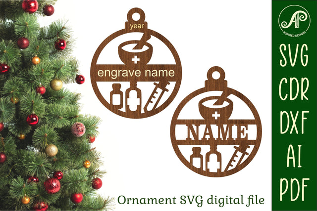Pharmacist Christmas Ornament SVG laser cut SVG APInspireddesigns 
