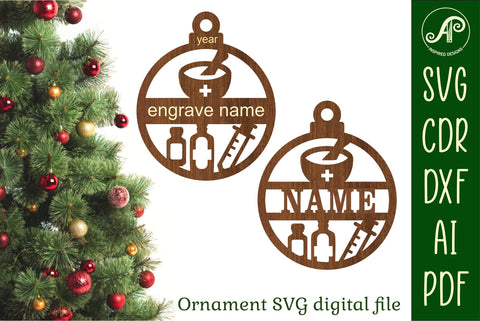 Pharmacist Christmas Ornament SVG laser cut SVG APInspireddesigns 