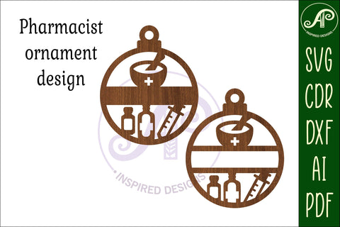 Pharmacist Christmas Ornament SVG laser cut SVG APInspireddesigns 