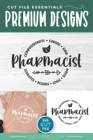 Pharmacist svg with round circle words for men or women SVG SVG Cut File 