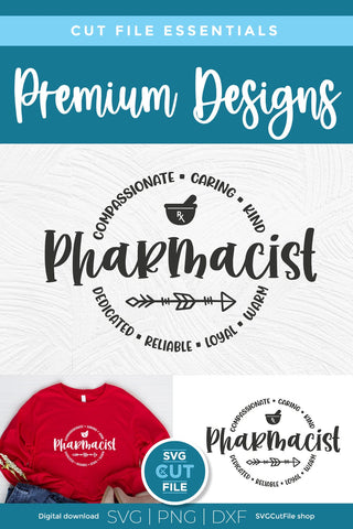 Pharmacist svg with round circle words for men or women SVG SVG Cut File 