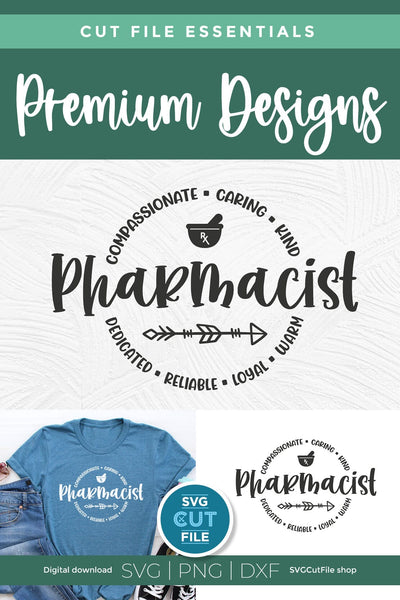 Pharmacist svg with round circle words for men or women SVG SVG Cut File 