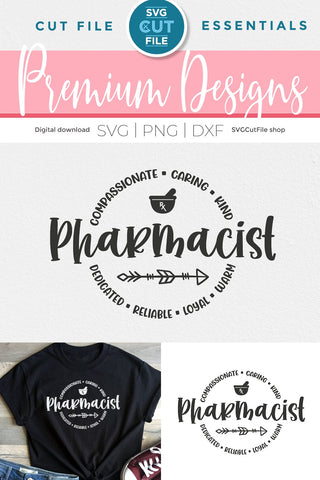 Pharmacist svg with round circle words for men or women SVG SVG Cut File 
