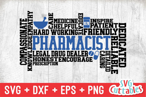 Pharmacist svg - Word Art - Subway Art - svg - dxf - eps - Cut File - Silhouette - Cricut File - Digital Download SVG Svg Cuttables 