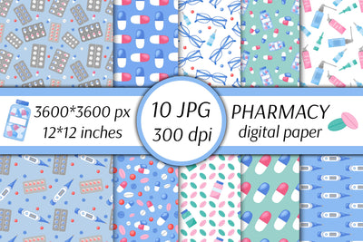 Pharmacy Digital Paper | Medical JPG Patterns Digital Pattern AnnaViolet_store 