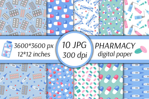 Pharmacy Digital Paper | Medical JPG Patterns Digital Pattern AnnaViolet_store 