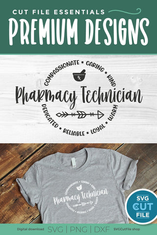 Pharmacy Tech svg with round circle for men or women SVG SVG Cut File 