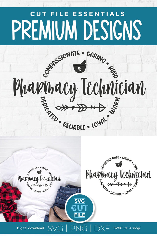 Pharmacy Tech svg with round circle for men or women SVG SVG Cut File 
