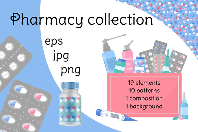 Pharmacy Vector Collection | Medicine PNG Clipart | Patterns Sublimation AnnaViolet_store 