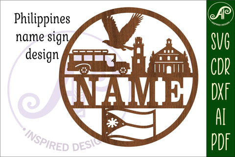 Philippines name sign svg laser cut template SVG APInspireddesigns 