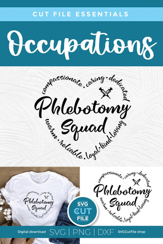 Phlebotomy squad svg with heart for Cricut or Silhouette SVG SVG Cut File 