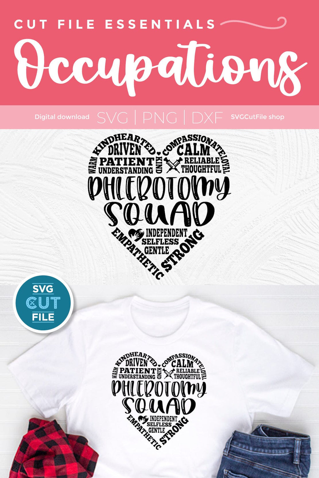 Phlebotomy squad svg with heart for Cricut or Silhouette - So Fontsy