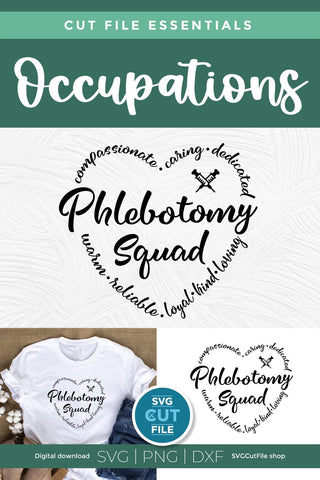 Phlebotomy squad svg with heart for Cricut or Silhouette SVG SVG Cut File 