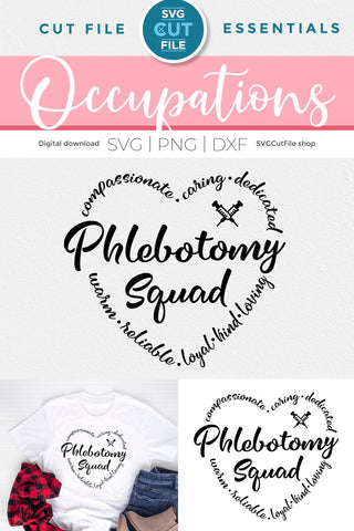 Phlebotomy squad svg with heart for Cricut or Silhouette SVG SVG Cut File 