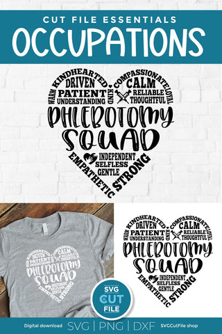 Phlebotomy squad svg with heart for Cricut or Silhouette SVG SVG Cut File 