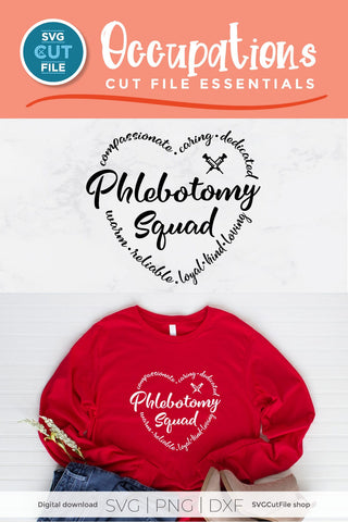 Phlebotomy squad svg with heart for Cricut or Silhouette SVG SVG Cut File 