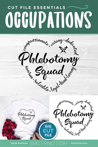 Phlebotomy squad svg with heart for Cricut or Silhouette SVG SVG Cut File 