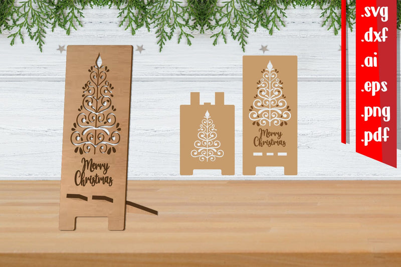 Phone Stand Laser Cutting file|Christmas Edition 2 SVG zafrans studio 