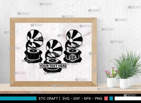 Phonograph Monogram, Phonograph Silhouette, Phonograph SVG, Gramophone Svg, Record Player Svg, Music Svg, Gramophone With Horn Speaker Svg, Phonograph Svg, SB00070 SVG ETC Craft 