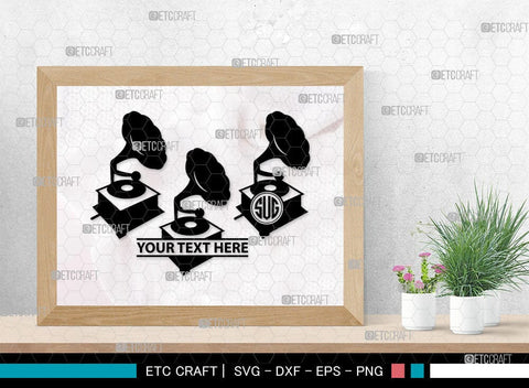 Phonograph Monogram, Phonograph Silhouette, Phonograph SVG, Gramophone Svg, Record Player Svg, Music Svg, Gramophone With Horn Speaker Svg, Phonograph Svg, SB00070 SVG ETC Craft 