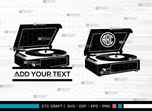 Phonograph Monogram SVG, Gramophone with Horn Speaker svg, Radio Gramophone, Retro Gramophone Svg, Split Monogram Svg, Gramophone Svg SVG ETC Craft 