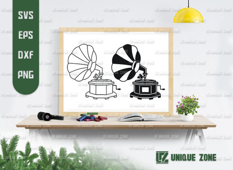 Phonograph SVG Bundle, Gramophone Svg, Horn Speaker Svg, Record Player Svg, Audio Svg, Retro Record Player Svg, Retro Gramophone Svg, SVG Unique Zone 